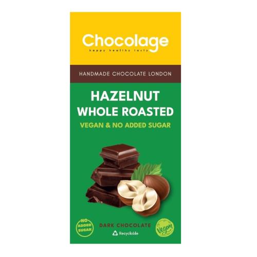 Chocolage Hazelnut Vegan No Added Sugar Dark Chocolate, 90g