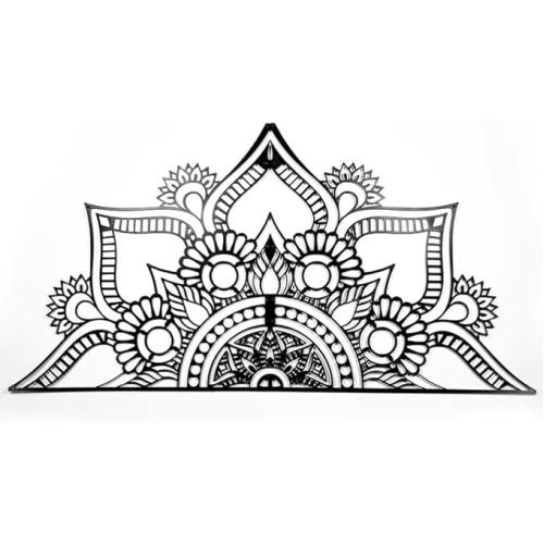 MANDALA PATTERNED BLACK METAL WALL HANGER FOR ALL WALLS 2 MM THICK 153X75CM