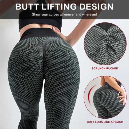 Women TIK Tok Leggings Bubble Textured Butt Lifting Yoga Pants Black Medium