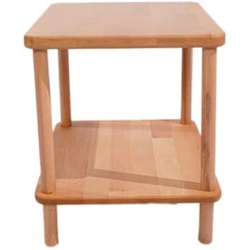 SQUARE COFFEE TABLE WITH 2 TIER SHELVES TEA TABLE FOR LIVING ROOM, BEDROOM, 100% SOLID BEECH WOOD