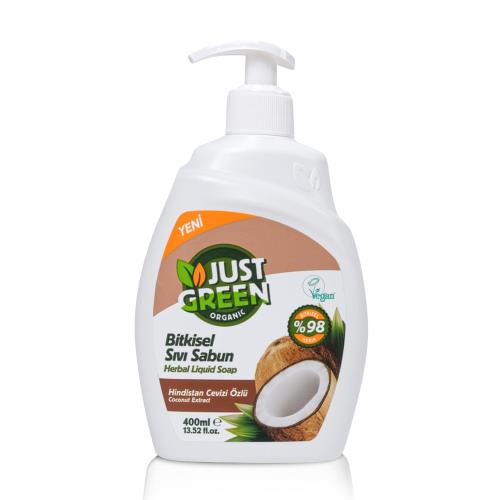 Just Green Herbal Hand Soap Coconut (Dogal Sivi El Sabunu Hindistancevizi) 400ml