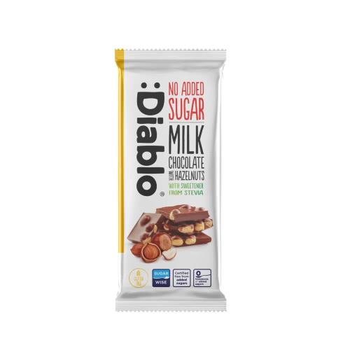 Diablo No Added Sugar Stevia Milk Chocolate with Hazelnuts (75g)