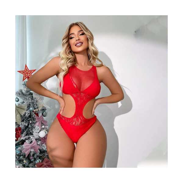 WOMEN'S SEXY SOLID COLOR HOLLOW OUT JUMPSUIT SEXY LINGERIE