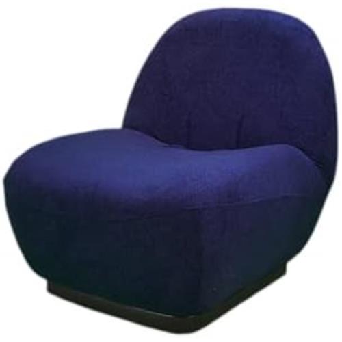 ACCENT CHAIR SHERPA UPHOLSTERED CUSHION ARMLESS BARREL CHAIR IN MORDEN STYLE (DARK BLUE)
