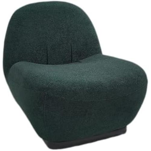 ACCENT CHAIR SHERPA UPHOLSTERED CUSHION ARMLESS BARREL CHAIR IN MORDEN STYLE  (DARK GREEN)