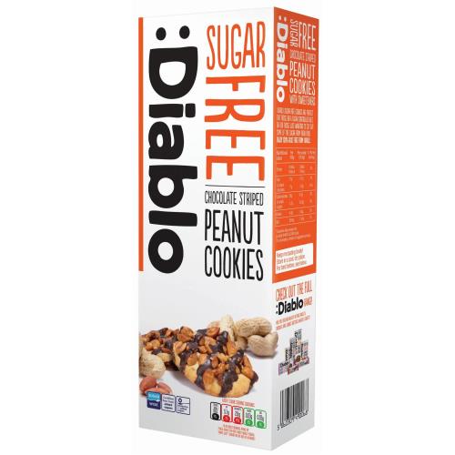 Diablo Sugar Free Chocolate Striped Peanut Cookies 150g