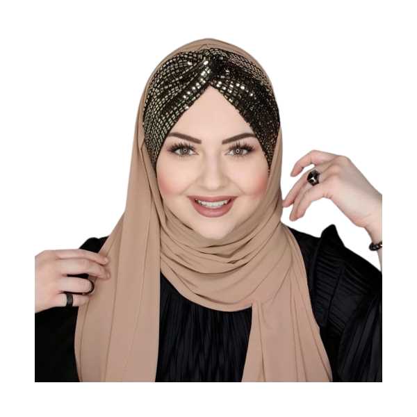 HIJAB TURBAN HAND MADE LUXURY SEQUIN CHIFFON MUSLIM WOMEN CLOTHING 