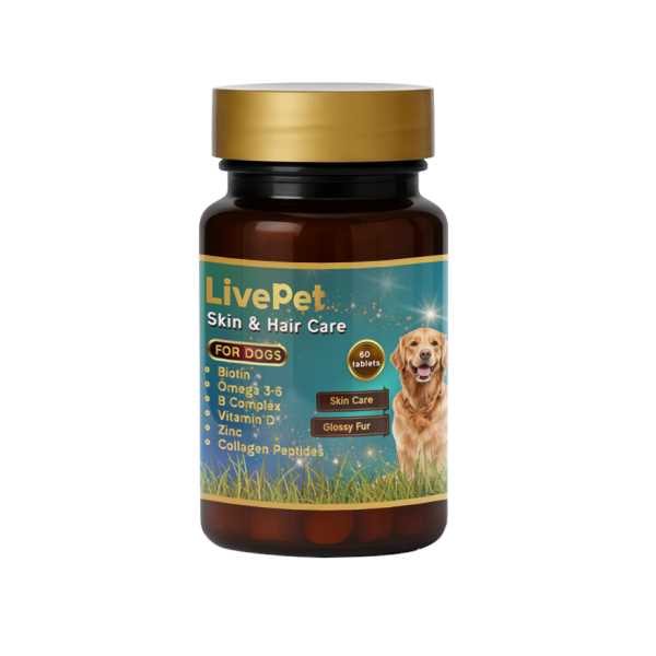 LIVEPET SKIN & HAIR CARE FOR DOGS – BIOTIN, OMEGA 3-6, B COMPLEX & ZINC – SKIN SUPPORT & GLOSSY COAT