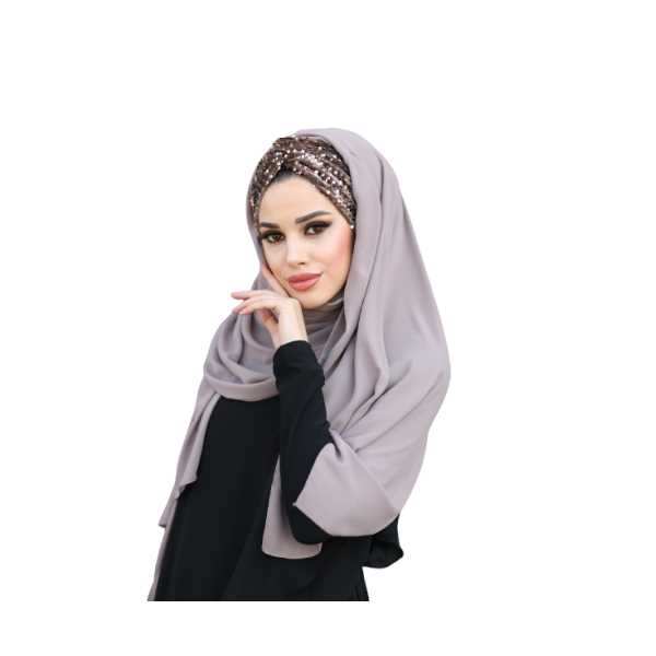 LUXURY HIJAB SCARF ABAYA CHIFFON MUSLIM WOMEN WEAR WEDDING TURBANS