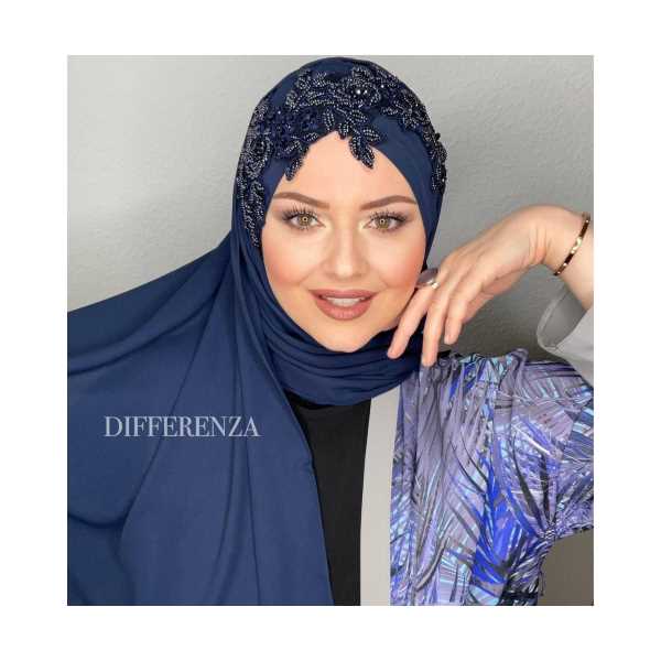 LUXURY HIJAB MUSLIM WOMEN HEAD TURBANS SCARF FOULARD HAND EMBROIDERED PRACTICAL SHAWL 